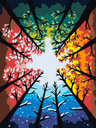 Raqamlar bo'yicha rasm "O'rmonda to'rt fasl"