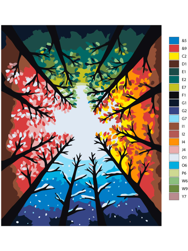 Raqamlar bo&amp;#039;yicha rasm &amp;quot;O&amp;#039;rmonda to&amp;#039;rt fasl&amp;quot;