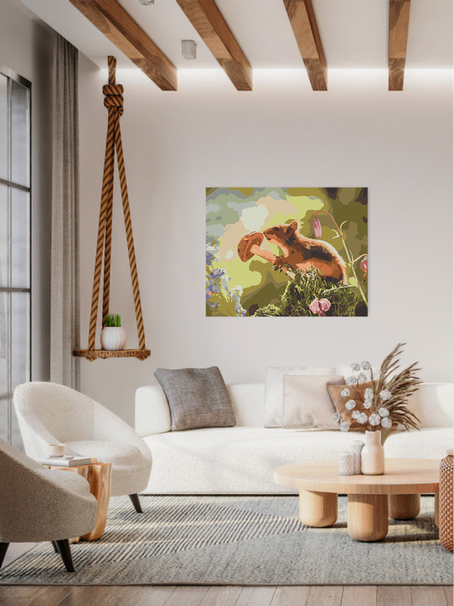 Картина по номерам &amp;quot;Мышка с грибом&amp;quot;