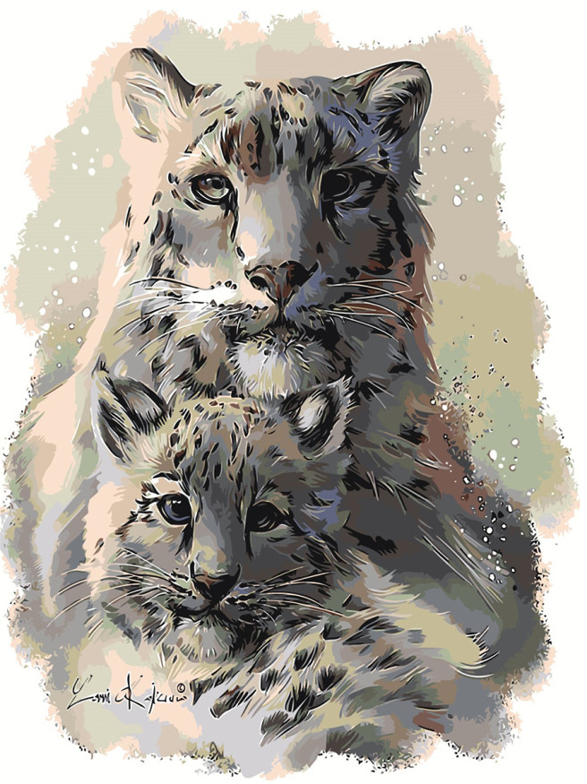 Raqamlar bo&amp;#039;yicha rasm &amp;quot;Yo&amp;#039;lbars bolasi bilan yo&amp;#039;lbars&amp;quot;