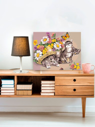 Картина по номерам "Котики с цветами"