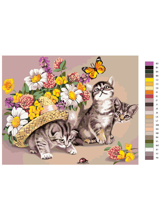 Картина по номерам &amp;quot;Котики с цветами&amp;quot;