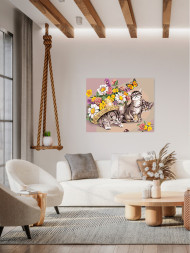 Картина по номерам "Котики с цветами"