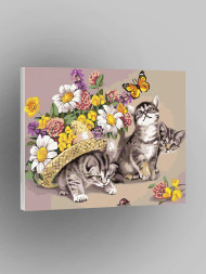 Картина по номерам "Котики с цветами"