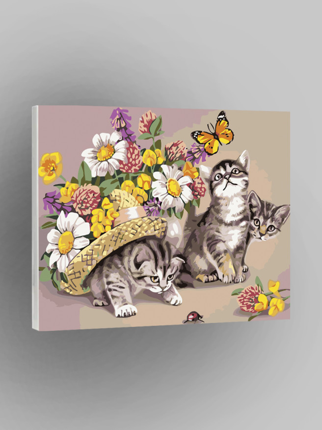 Картина по номерам &amp;quot;Котики с цветами&amp;quot;
