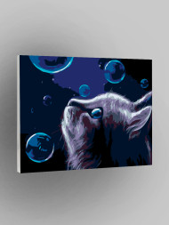 Картина по номерам &amp;quot;Котик и мыльные пузыри&amp;quot;