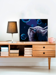 Картина по номерам &amp;quot;Котик и мыльные пузыри&amp;quot;