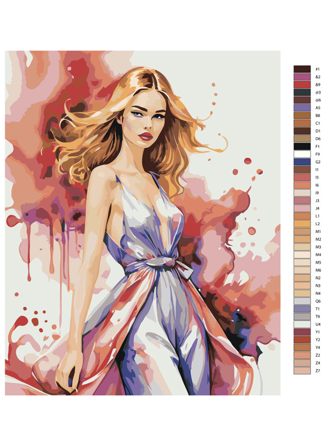 Картина по номерам &amp;quot;Девушка в красивом платье&amp;quot;