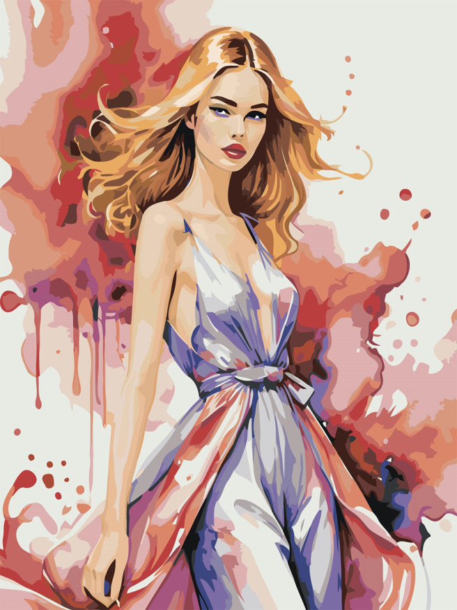 Картина по номерам &amp;quot;Девушка в красивом платье&amp;quot;