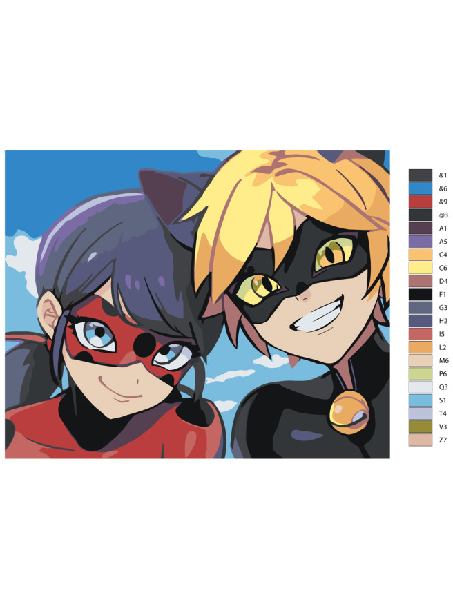 Raqamlar bo&amp;#039;yicha rasm &amp;quot;Lady Bug va Mushuk&amp;quot;