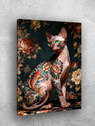 Holstga bosilgan poster "Tatuirovkali sfinks mushuk"