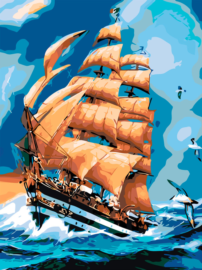 Raqamlar bo&amp;#039;yicha rasm &amp;quot;Dengizdagi kema&amp;quot;