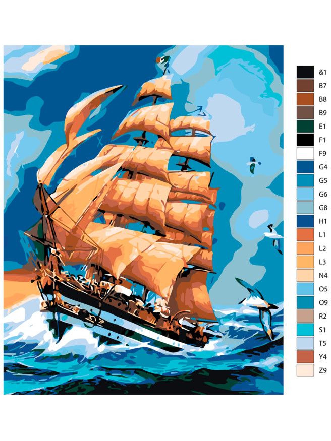 Raqamlar bo&amp;#039;yicha rasm &amp;quot;Dengizdagi kema&amp;quot;