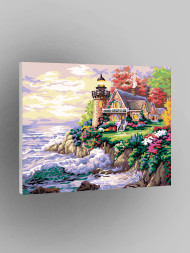 Raqamlar bo'yicha rasm "Dengiz oldidagi uy"