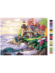 Raqamlar bo'yicha rasm "Dengiz oldidagi uy"