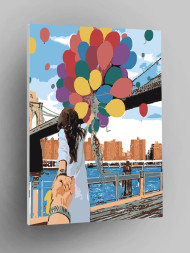 Картина по номерам &amp;quot;Девушка с шариками&amp;quot;