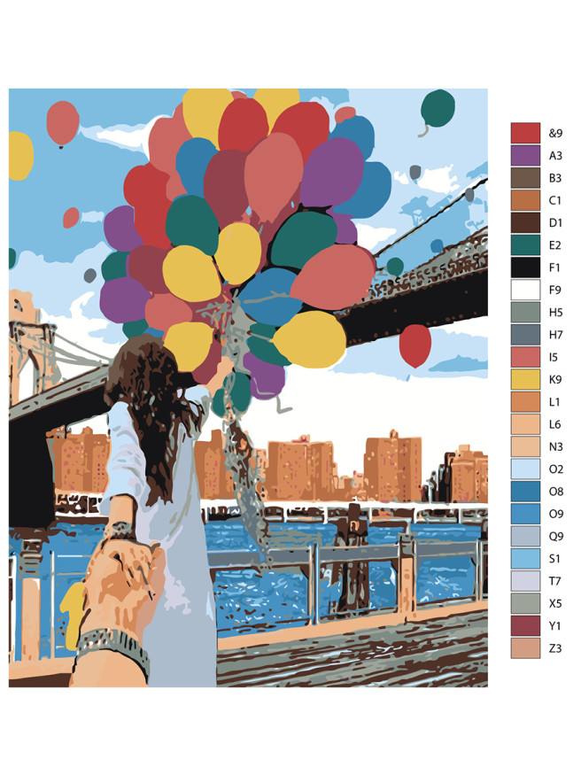 Картина по номерам &amp;quot;Девушка с шариками&amp;quot;