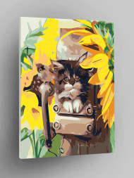 Raqamlar bo'yicha rasm "Qush bilan mushuk"