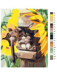 Raqamlar bo'yicha rasm "Qush bilan mushuk"