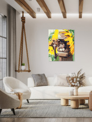 Raqamlar bo'yicha rasm "Qush bilan mushuk"