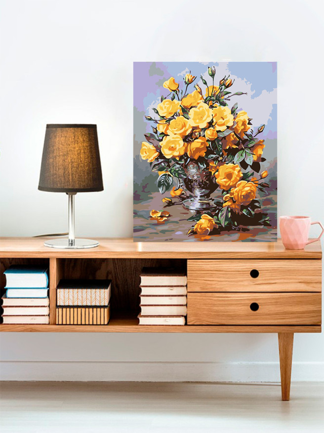 Raqamlar bo&amp;#039;yicha rasm &amp;quot;Vazoda sariq gullar&amp;quot;