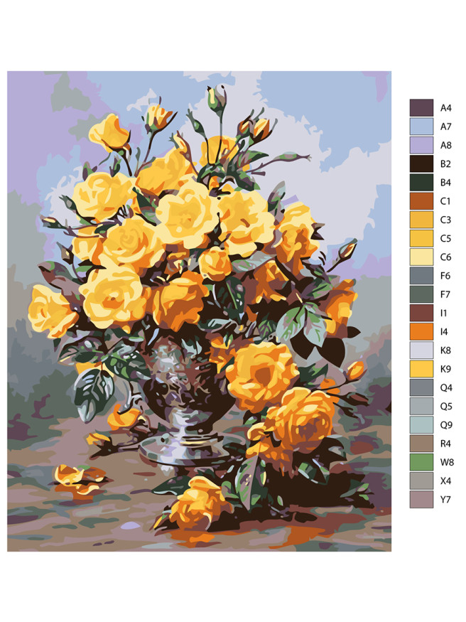 Raqamlar bo&amp;#039;yicha rasm &amp;quot;Vazoda sariq gullar&amp;quot;