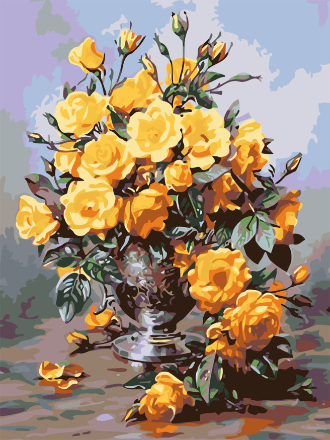 Raqamlar bo&amp;#039;yicha rasm &amp;quot;Vazoda sariq gullar&amp;quot;