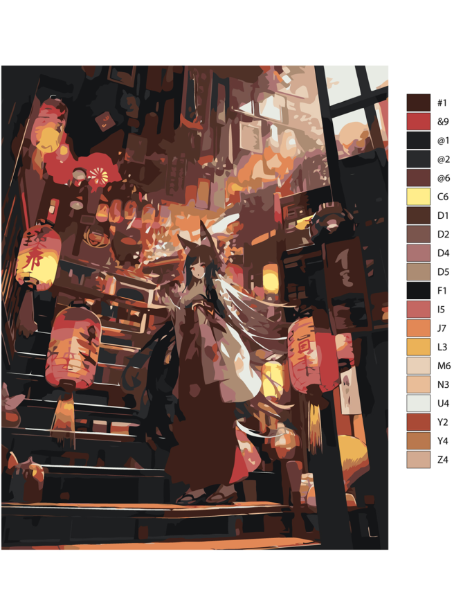 Raqamlar bo&amp;#039;yicha rasm &amp;quot;Anime qiz tulki&amp;quot;