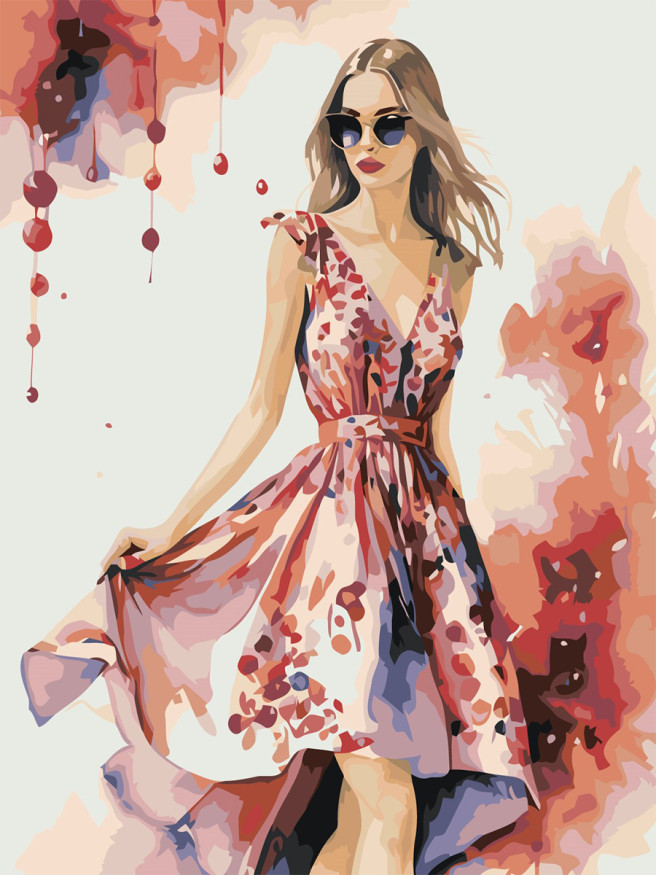 Картина по номерам &amp;quot;Красивая девушка в очках&amp;quot;