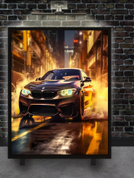 Постер на холсте &amp;quot;Уличный гонщик на закате&amp;quot;