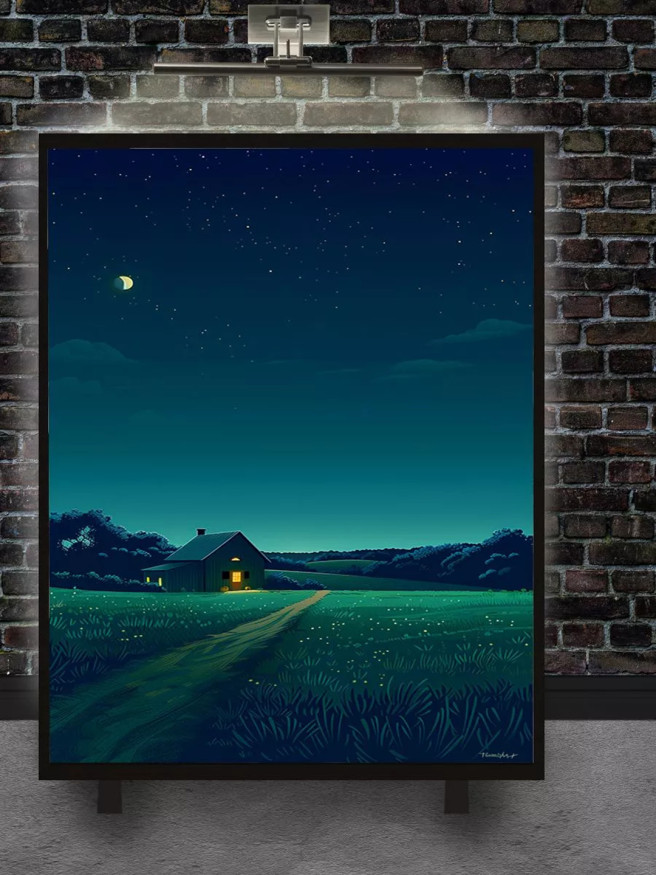 Постер на холсте &amp;quot;Дом под звёздным небом&amp;quot;
