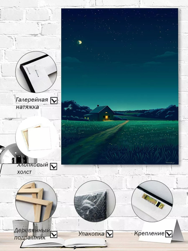 Постер на холсте &amp;quot;Дом под звёздным небом&amp;quot;