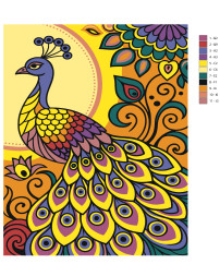 Raqamlar bo‘yicha rasm &quot;Quyosh nuri ostidagi tovus&quot;