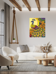 Raqamlar bo‘yicha rasm &quot;Quyosh nuri ostidagi tovus&quot;