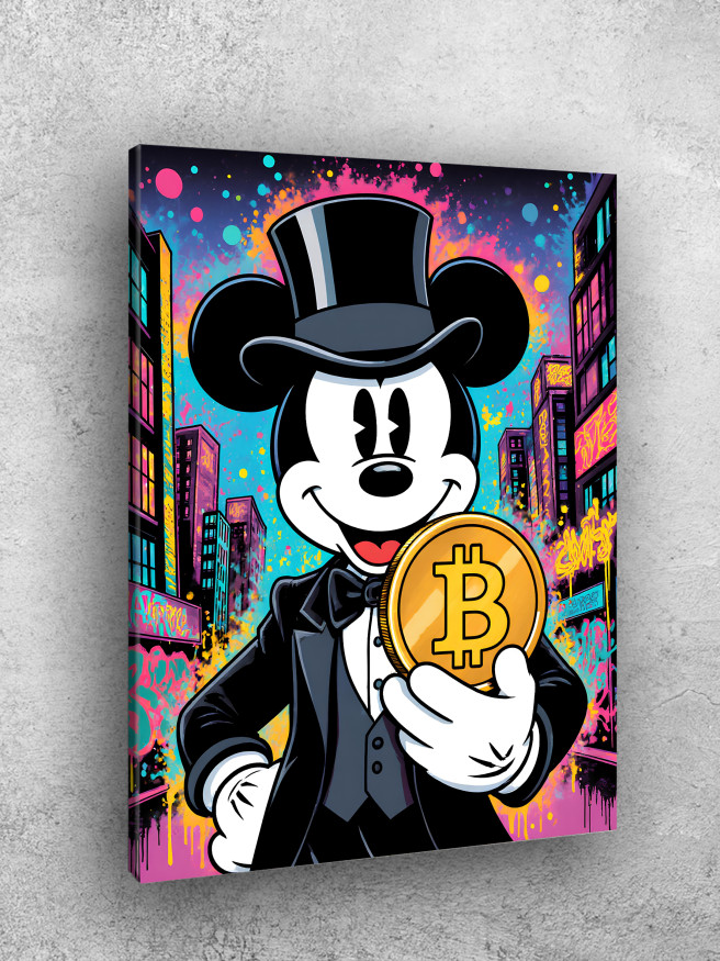 Постер на холсте &amp;quot;Микки Маус с биткоином&amp;quot;