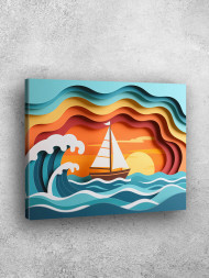 Постер на холсте &amp;quot;Парусник на закате&amp;quot;
