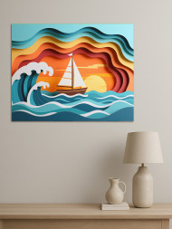 Постер на холсте &amp;quot;Парусник на закате&amp;quot;