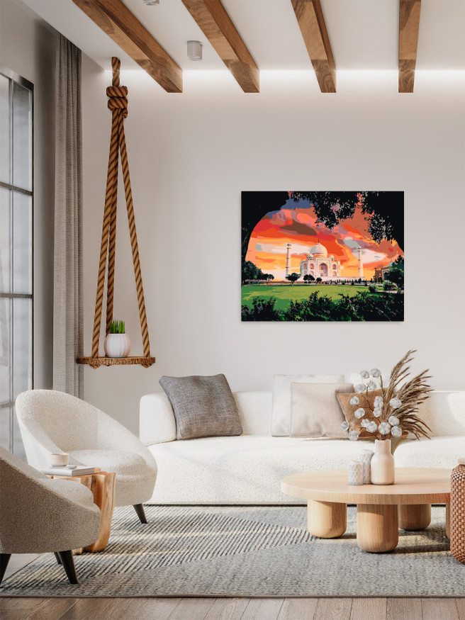 Raqamlar bo&amp;#039;yicha rasm &amp;quot;Quyosh botayotgan paytdagi Toj Mahal&amp;quot;