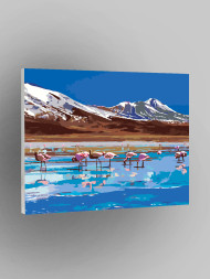 Raqamlar bo&#039;yicha rasm &quot;Tog&#039; oldidagi flamingolar&quot;