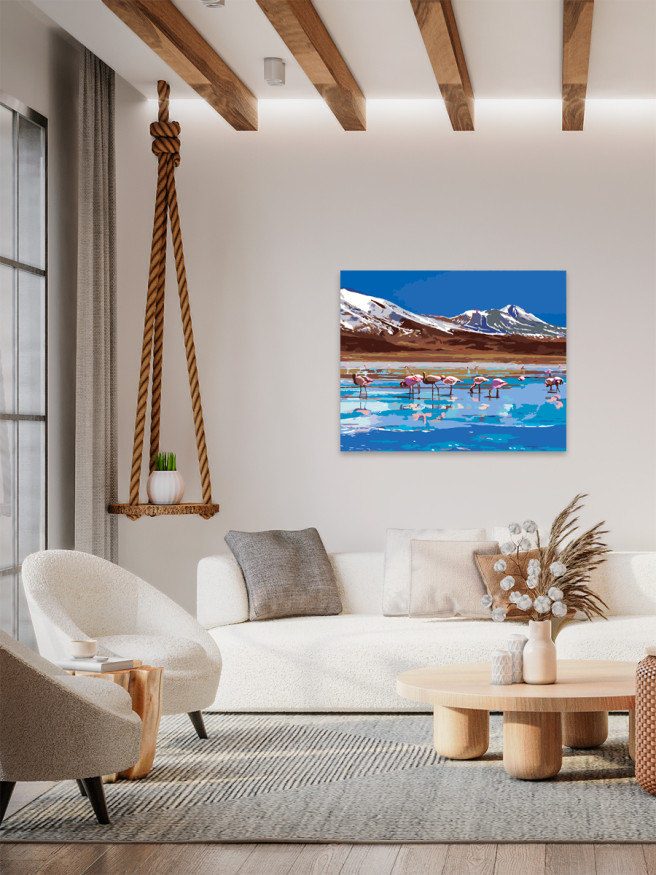 Raqamlar bo&amp;#039;yicha rasm &amp;quot;Tog&amp;#039; oldidagi flamingolar&amp;quot;