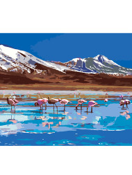 Raqamlar bo&#039;yicha rasm &quot;Tog&#039; oldidagi flamingolar&quot;