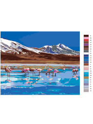 Raqamlar bo&#039;yicha rasm &quot;Tog&#039; oldidagi flamingolar&quot;