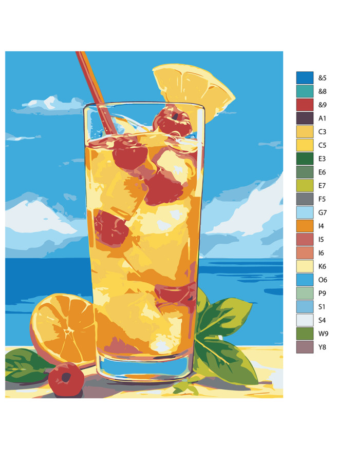 Картина по номерам &amp;quot;Коктейль с вишней и апельсином&amp;quot;
