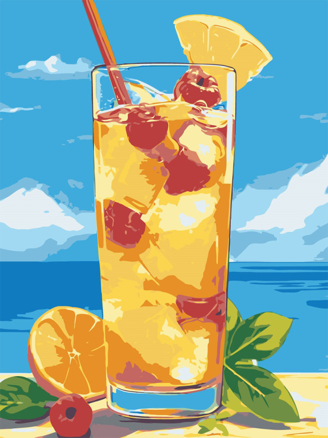 Картина по номерам &amp;quot;Коктейль с вишней и апельсином&amp;quot;