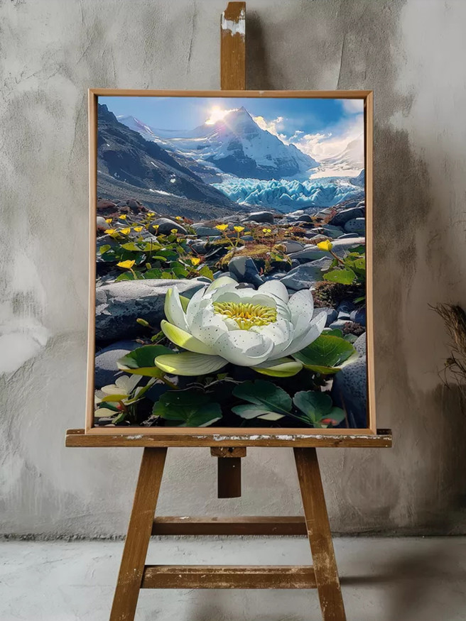 Постер на холсте &amp;quot;Лотос у ледяной вершины&amp;quot;