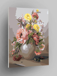 Raqamlar bo&#039;yicha rasm &quot;Gullar bilan vaza&quot;