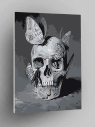 Картина по номерам "Череп с бабочками"