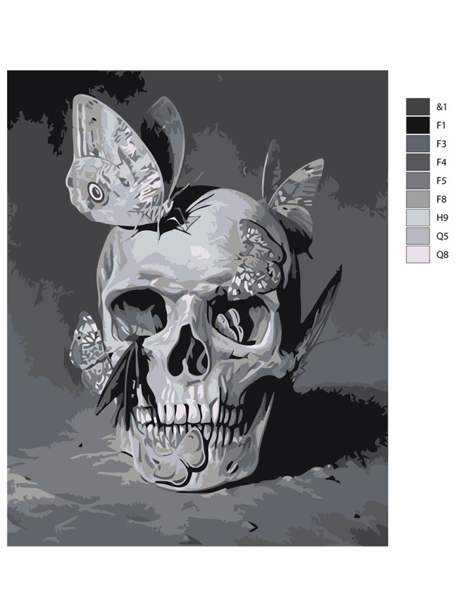 Картина по номерам &amp;quot;Череп с бабочками&amp;quot;