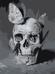 Картина по номерам "Череп с бабочками"