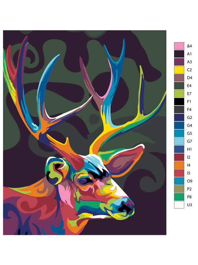 Raqamlar bo&amp;#039;yicha rasm &amp;quot;Ko&amp;#039;p rangli kiyik&amp;quot;